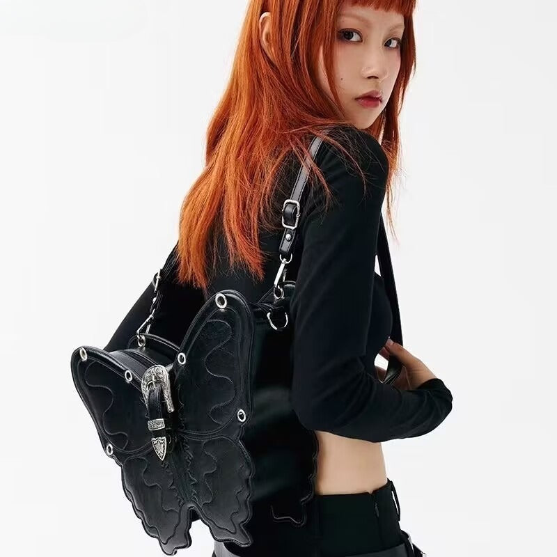 Y2K Punk Butterfly PU Leather Gothic Versatile Large Capacity Trend Bag Secondary image