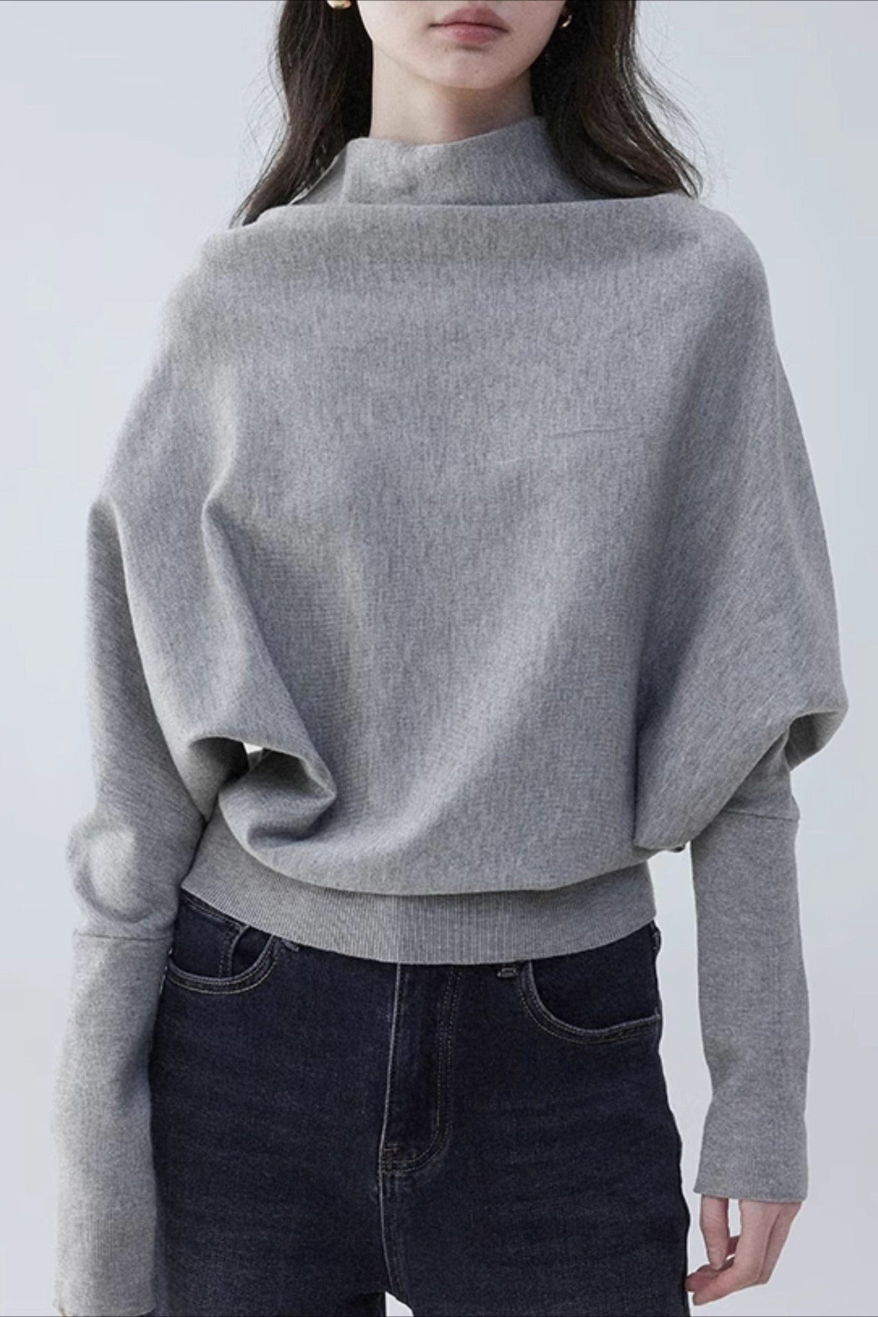 Mock Neck Batwing Knit Top Main image