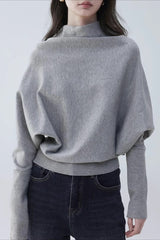 Mock Neck Batwing Knit Top