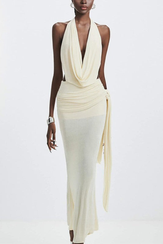 Halter High Waist Open Back Reception Dress Secondary image