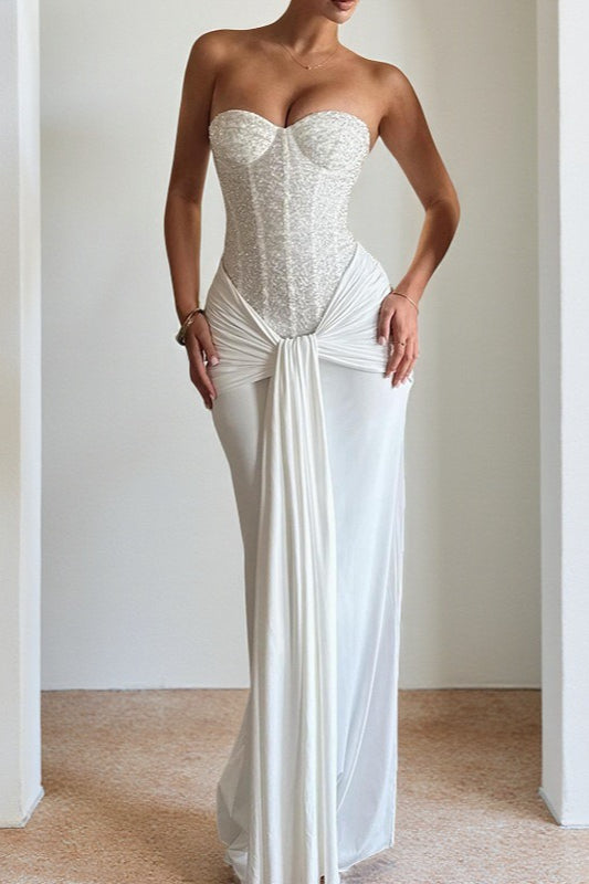 Defined Waist Maxi Party Dress Secondary image