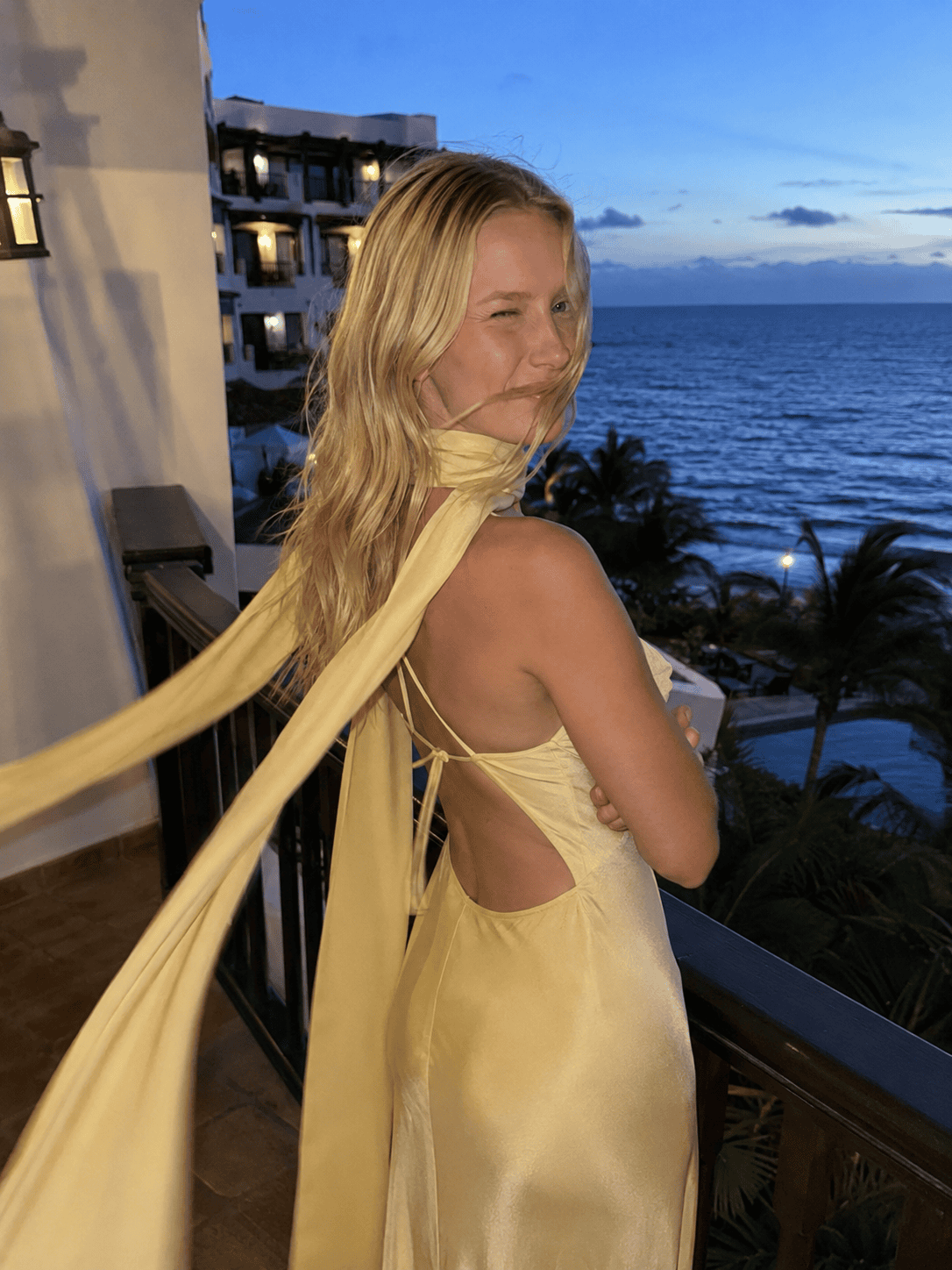 V Neck Tie Back Satin Maxi Dress Main image