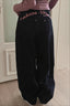 Embroidered Letter High Waist Wide Leg Jeans