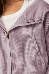 Quilted Panel Zip Up Cropped Hoodie