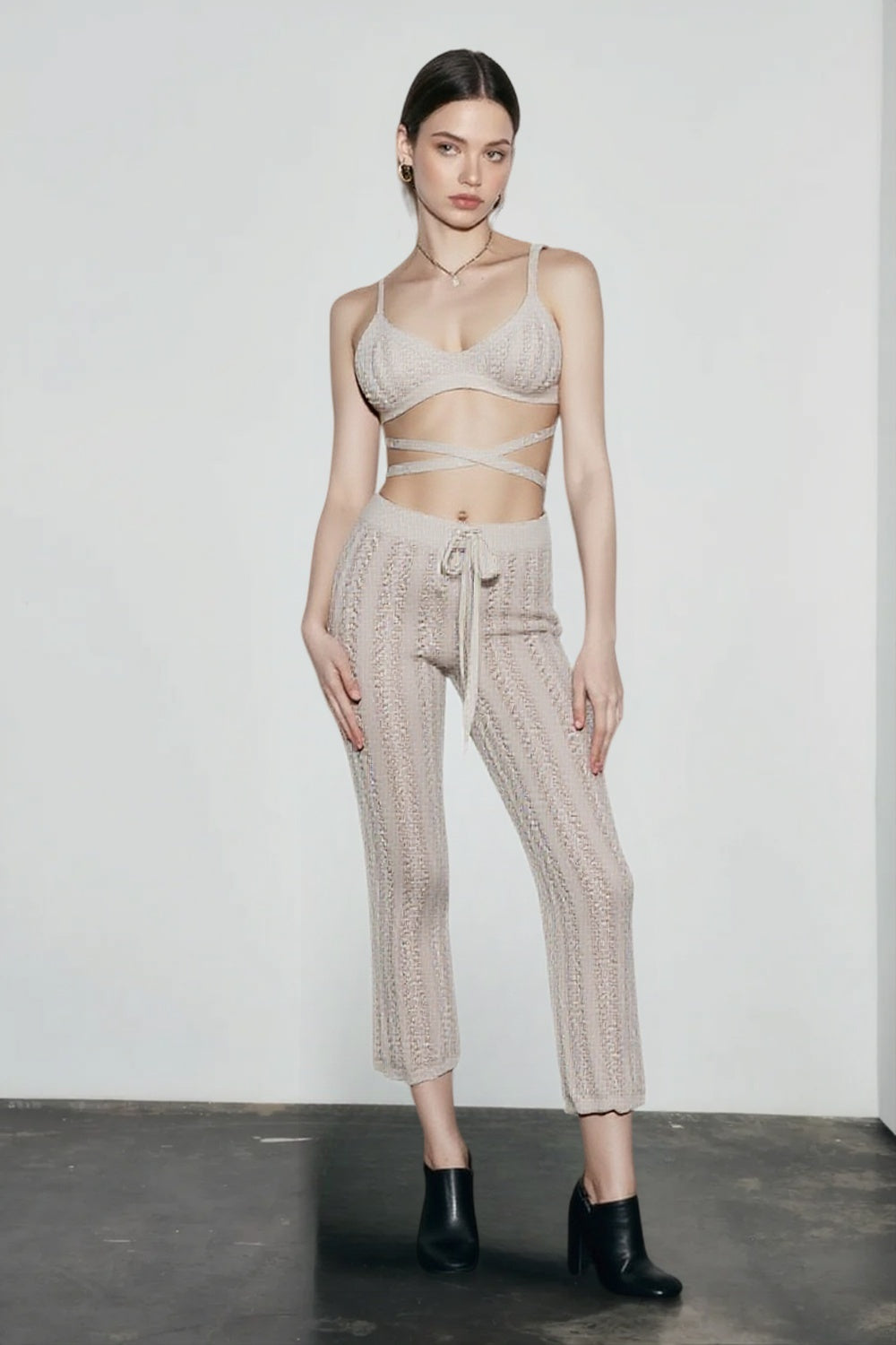 Cutout Bikini Top Tie Pants Vacation Set Main image