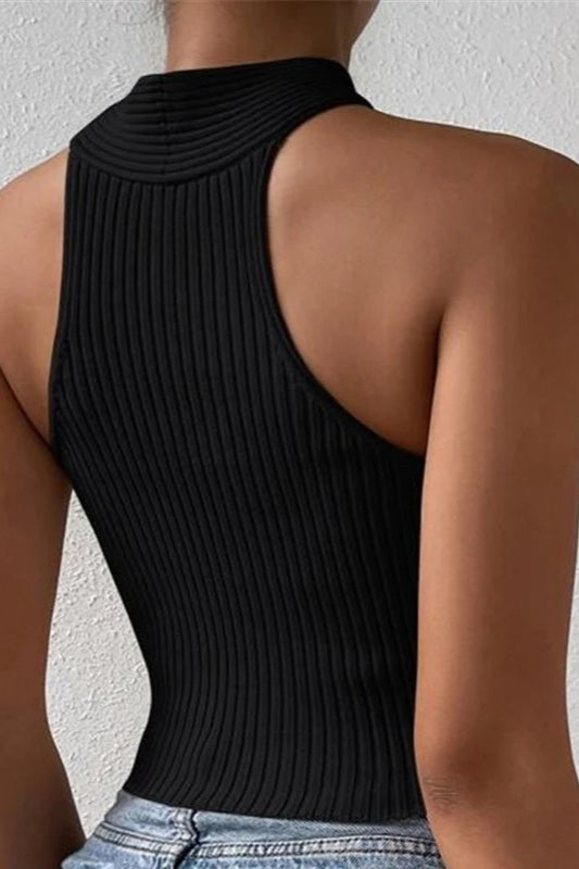 Knit Cross Neck Crop Top Secondary image