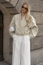 Office Ready Notch Lapel Wool Blend Coat