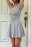 Solid Puff Sleeve Waist Cinched Mini Dress