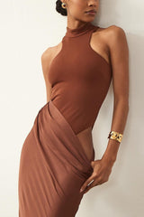 Cutout Sleeveless Slim Fit Maxi Dress