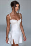 Lace Trim Tie Back Satin Mini Dress