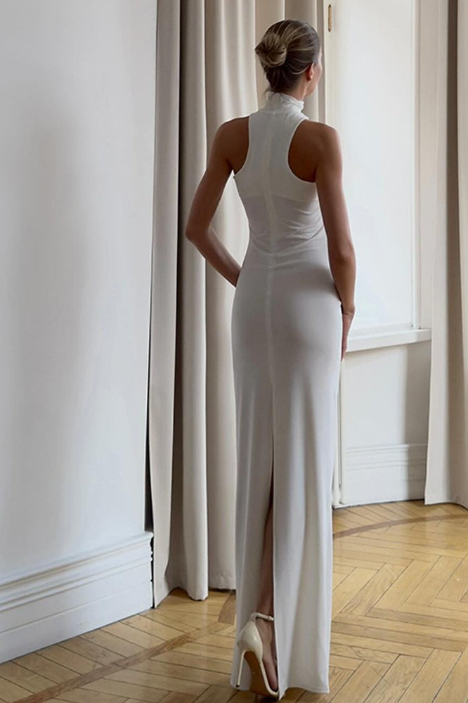Solid Color Split Halter  Bodycon Dress Secondary image