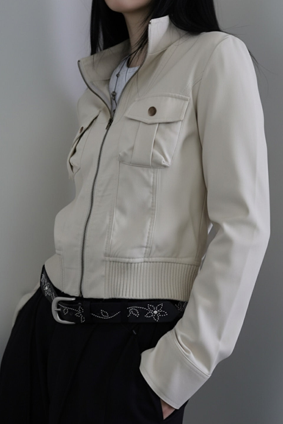Utility Stand Collar Cropped Jacket Secondary image