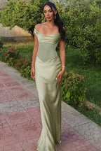 Off Shoulder Sheer Bodycon Maxi Graduation Party Dress