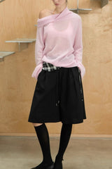 Sheer One Shoulder Wool Knit Top