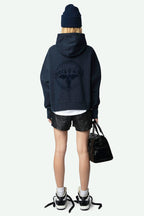 Angel Wing Print Plush Hoodie