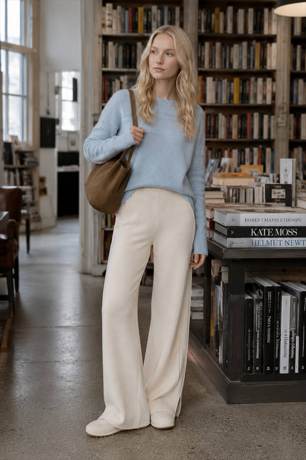 Wool Soft Straight Split Knit Pants Secondary image
