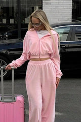 Street Style Zip Hoodie Joggers Activewear Set