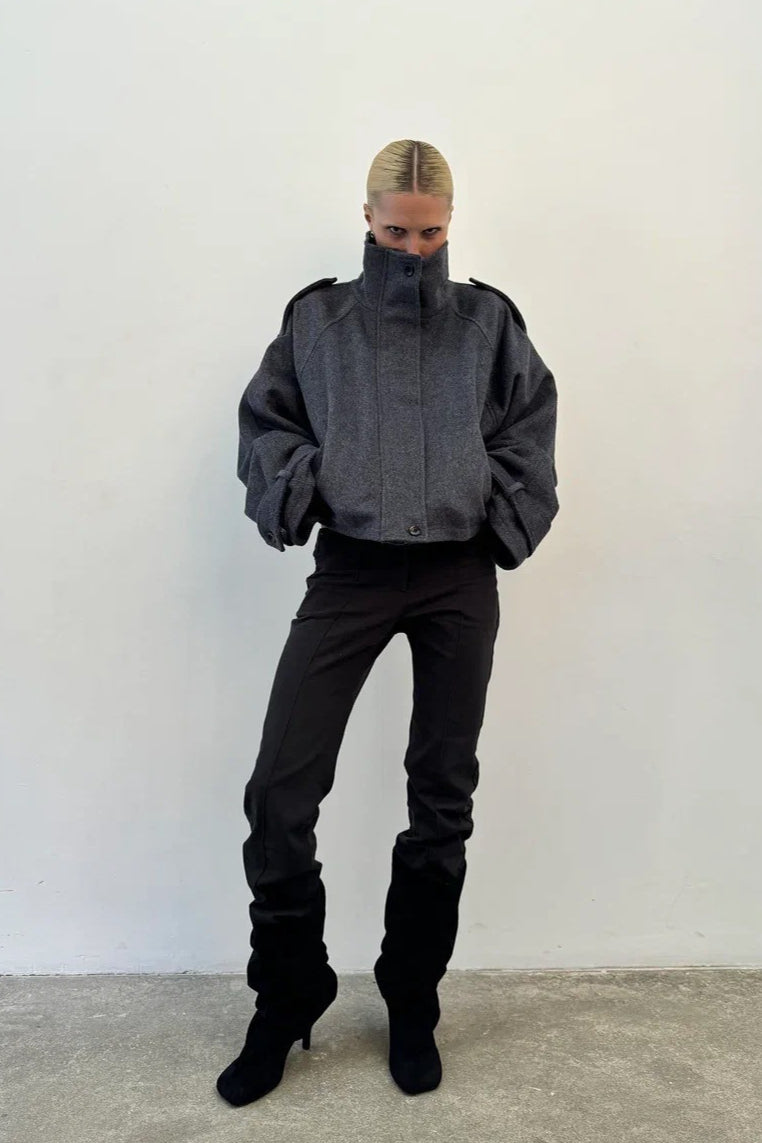 Elegant Wool Blend Stand Collar Coat Secondary image
