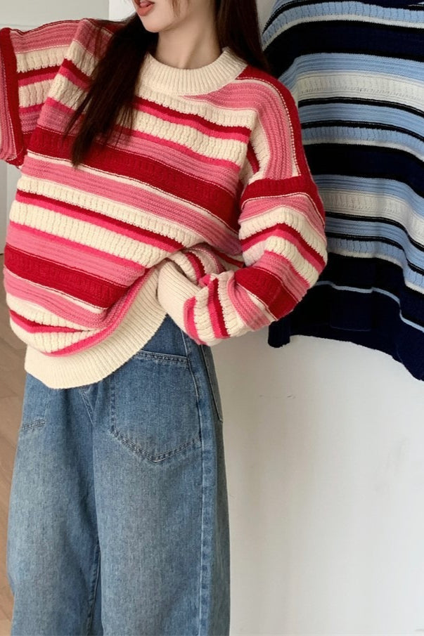 Colorblock Striped Knit Sweater Main image
