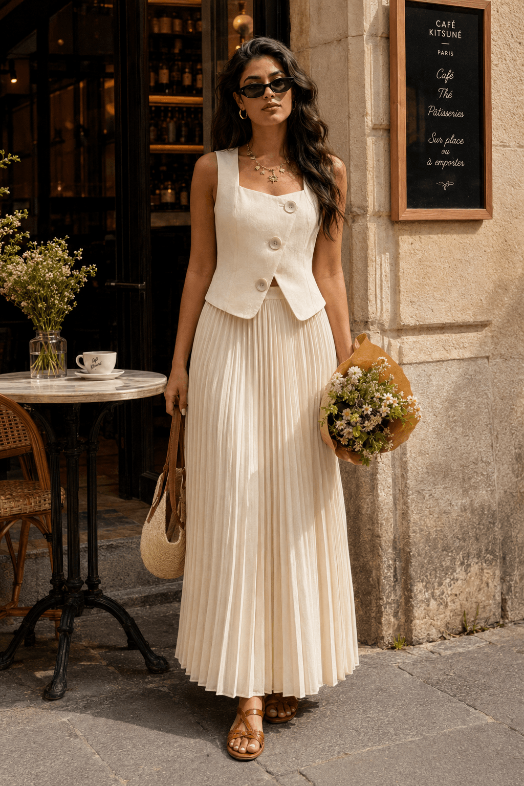 Sleeveless Top Skirt Elegant Two Piece Work Set Secondary image