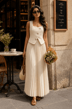 Sleeveless Top Skirt Elegant Two Piece Work Set