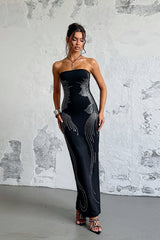 Strapless Rhinestone Maxi Birthday Dress