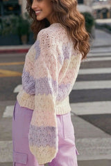 Colorblock V Neck Knit Sweater