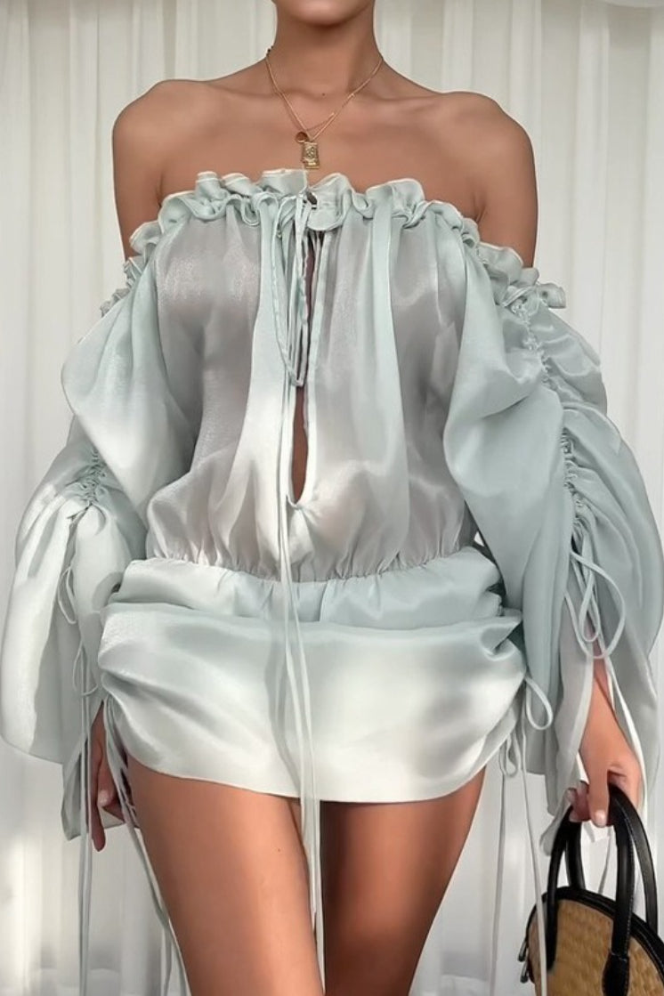 Off Shoulder Mesh Long Sleeve Top Secondary image
