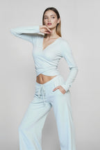 V Neck Tie Waist Two-Piece Set