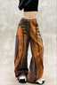Heavy Distressed Frayed Wide Leg Jeans