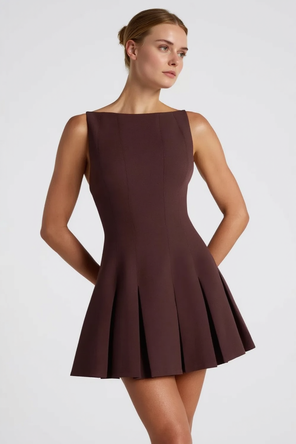 Pleated Sleeveless Slim Elegant Work Dress Main image