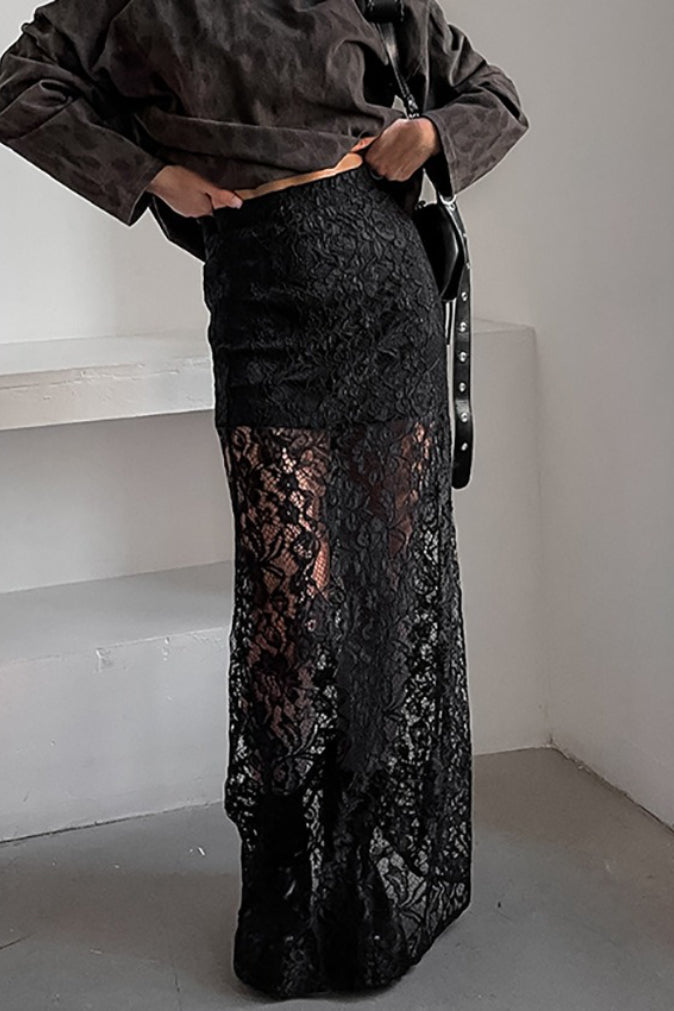 Lace Cut Out A Line Maxi Skirt Main image