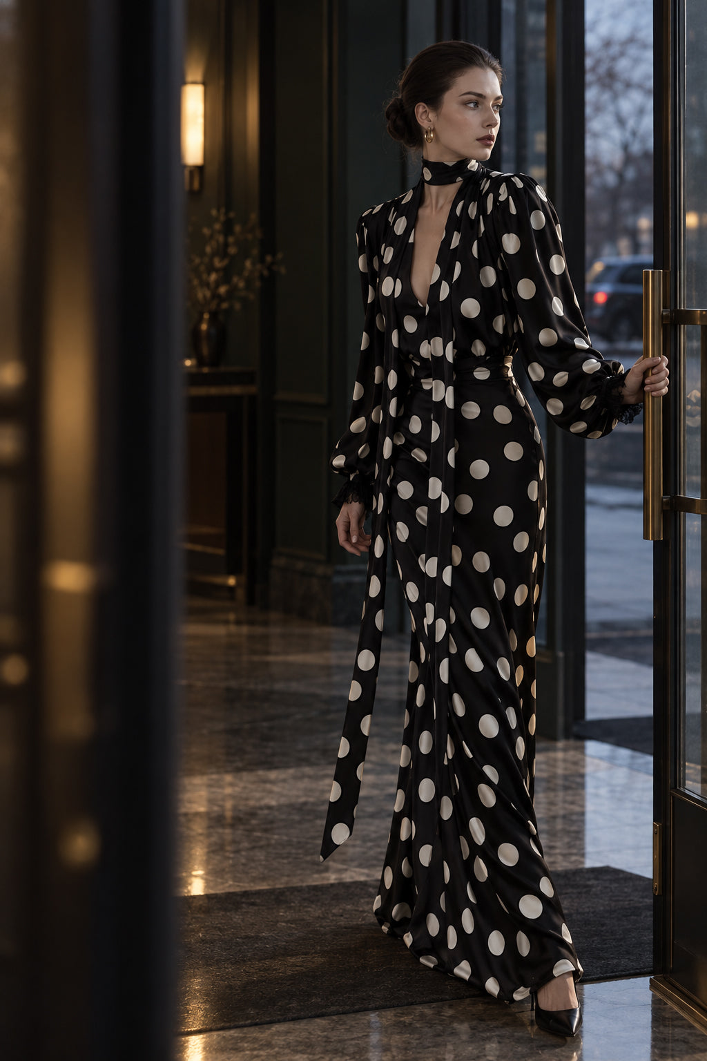 Vintage Polka Dot Sash Maxi Dress Secondary image