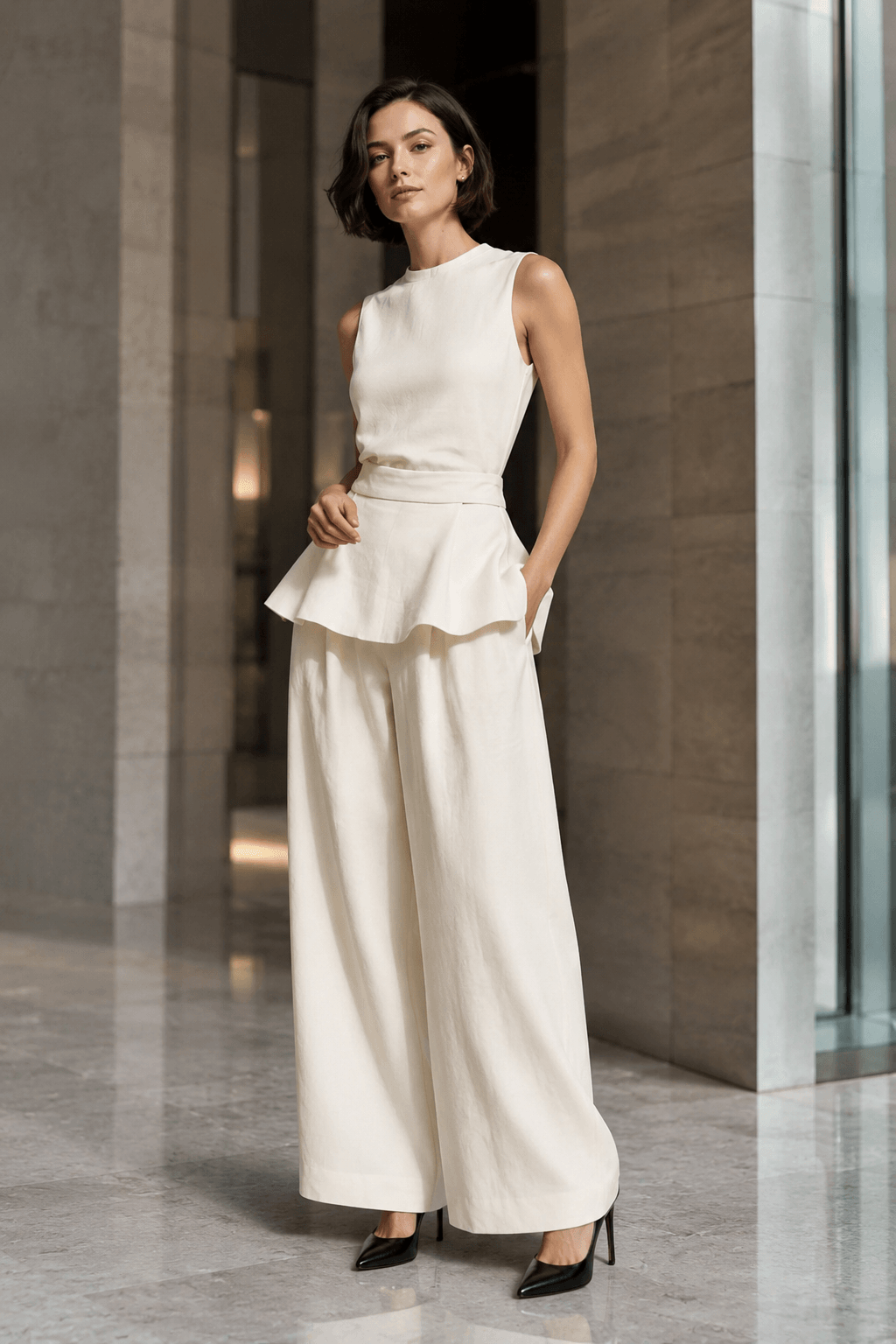 Sleeveless Minimalist Casual Two Piece Work Set Main image