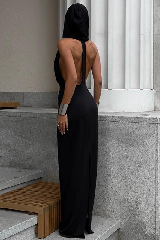 V Neck Backless Hooded Bodycon Dress Secondary image