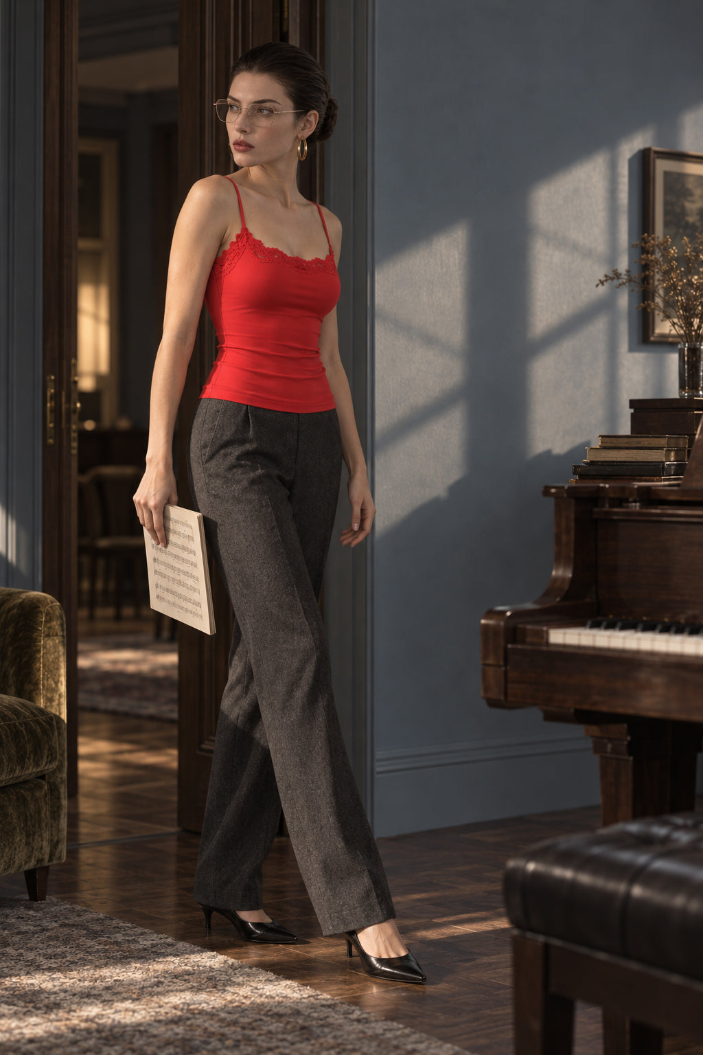 Solid Lace Square Neck Fitted Cami