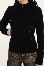 Fitted Cropped Double Zip Hoodie