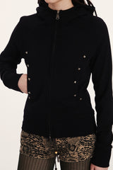 Fitted Cropped Double Zip Hoodie