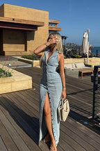 Slim Fit Button-Up Denim Dress
