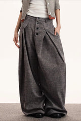 Vertical Stripe Pleated Draped Rebel Chic Wide Leg Pants