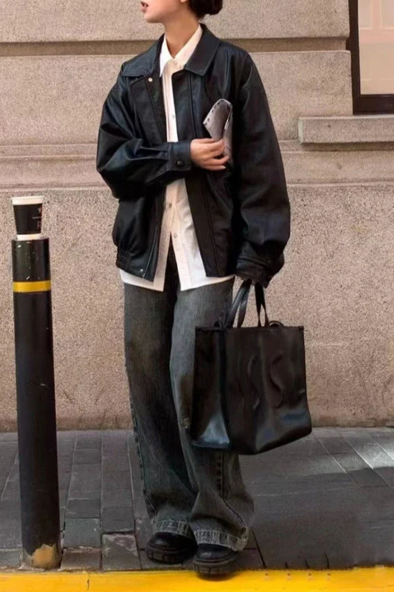PU Leather Oversized Biker Jacket Main image