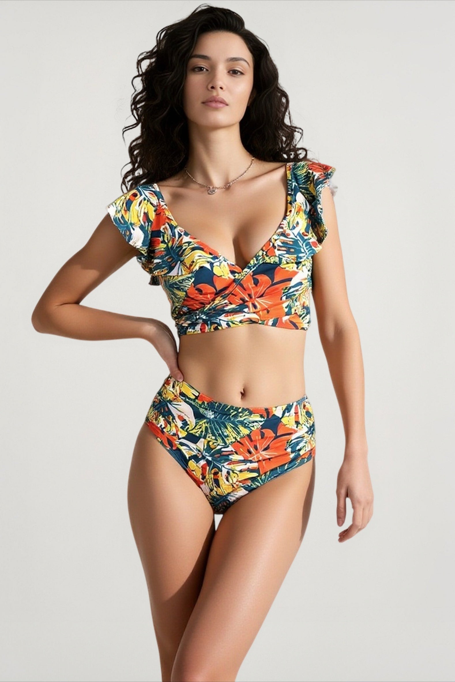 Print Summer Push Up High Waist Two Piece Swim Sets Main image