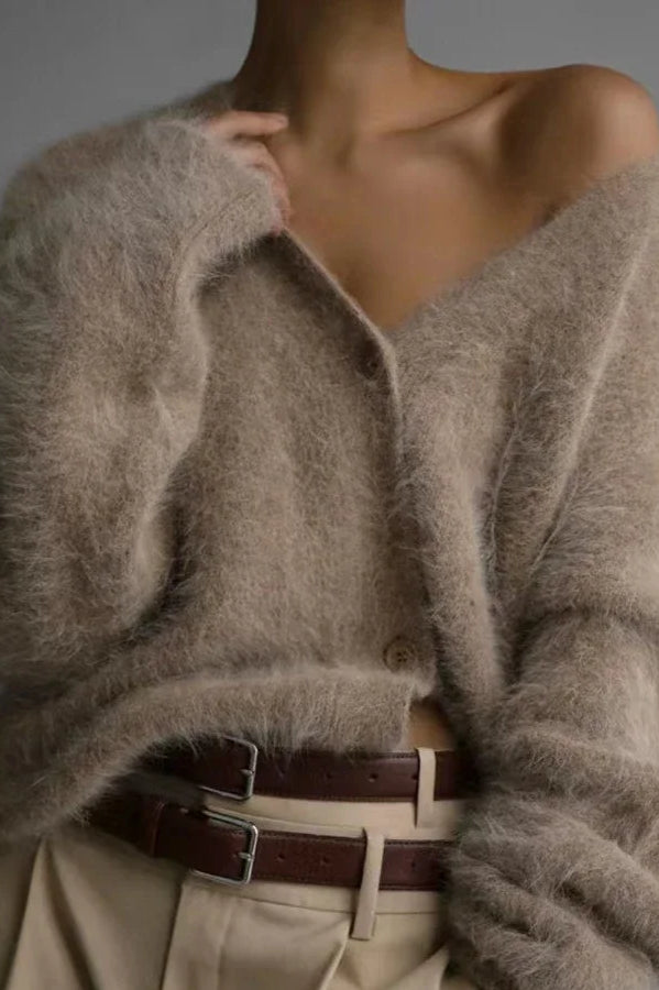 Oversized V-Neck Knit Cardigan Secondary image