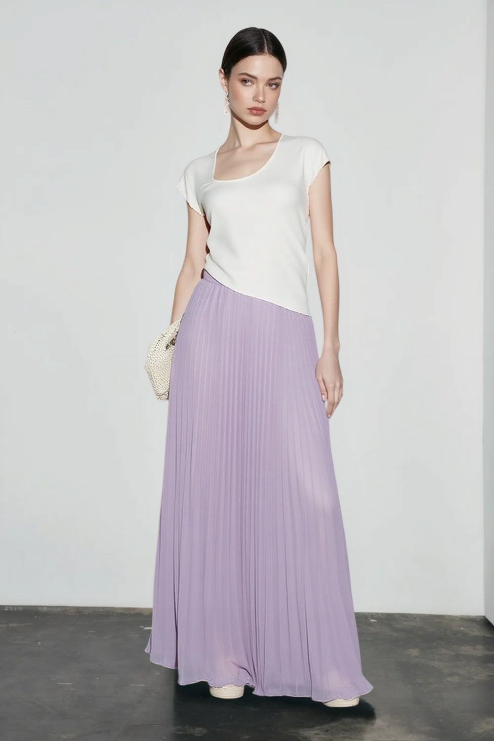 Chiffon Pleated Flowing Maxi Skirt Main image