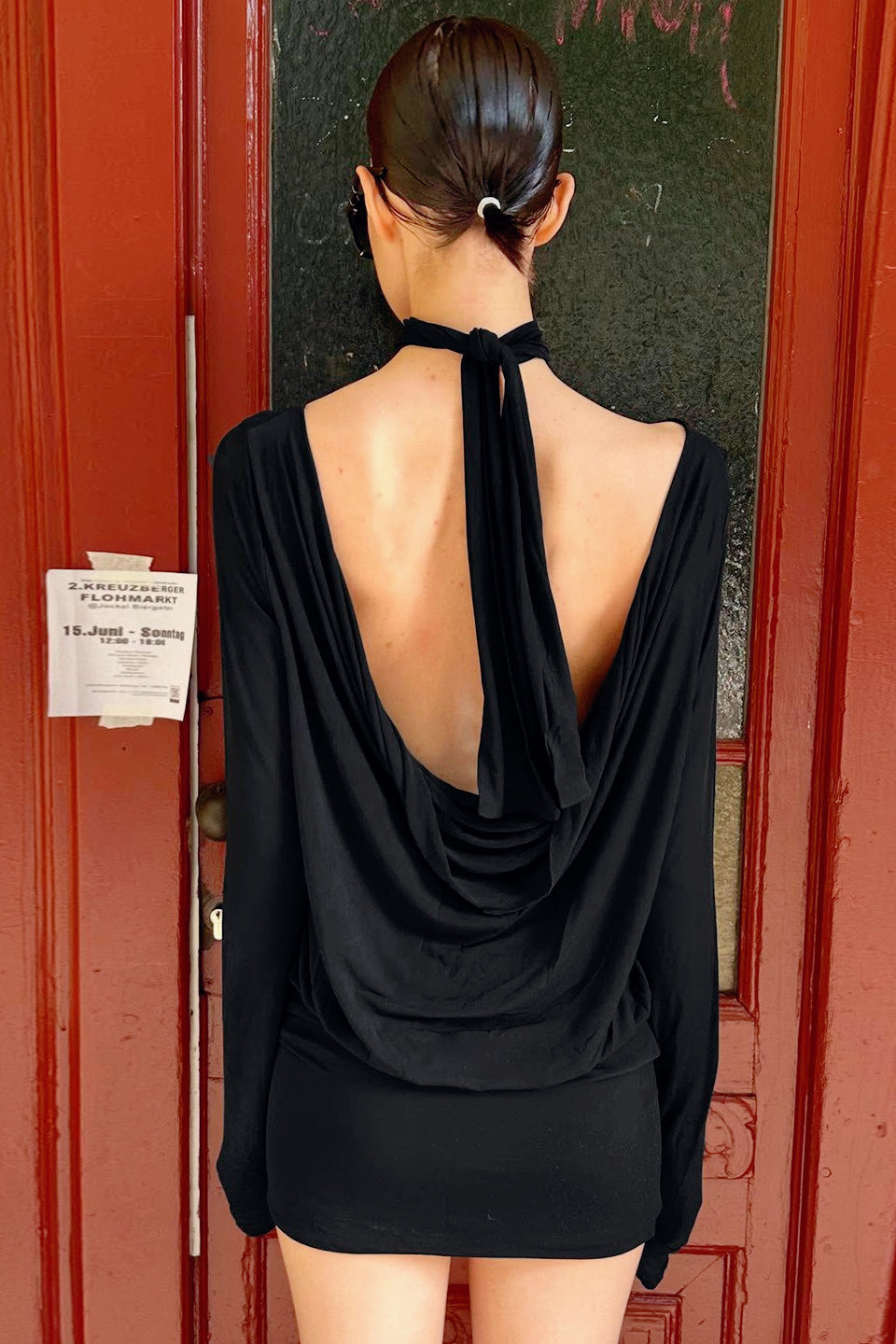 Solid Cowl Neck Ruched Birthday Dress Secondary image