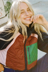 Paneled Cropped Fleece Jacket