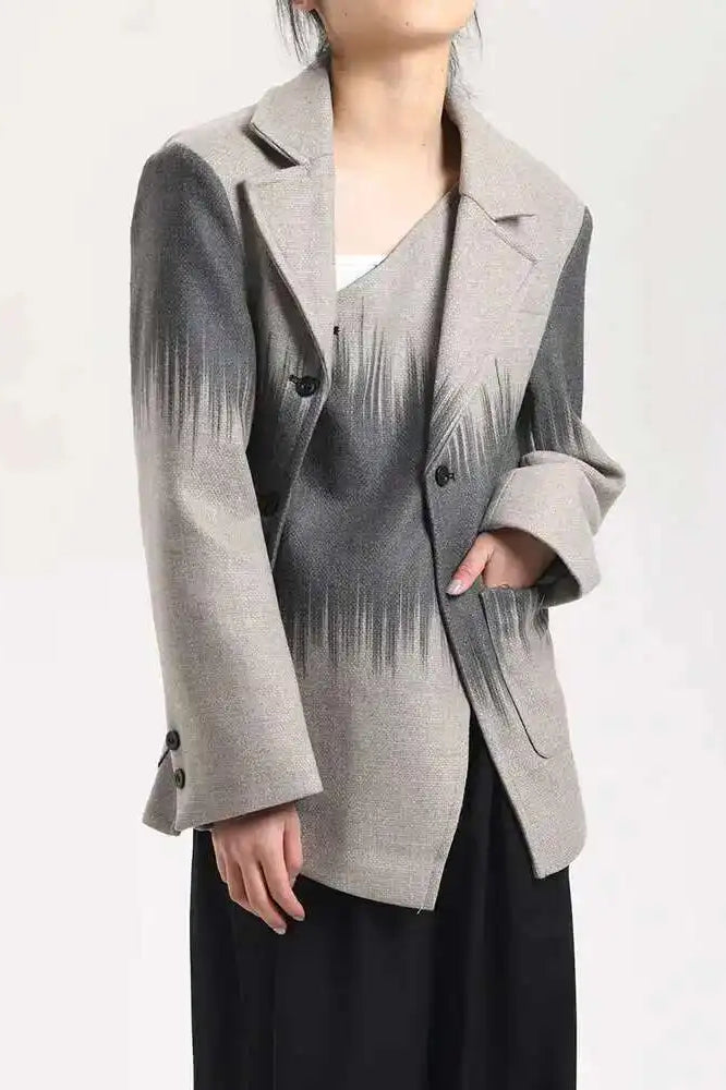Irregular Button Woolen Blazer Secondary image