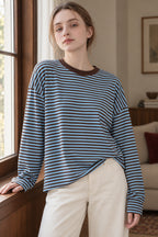 Stripe Drop Relaxed Long-Sleeve Tee
