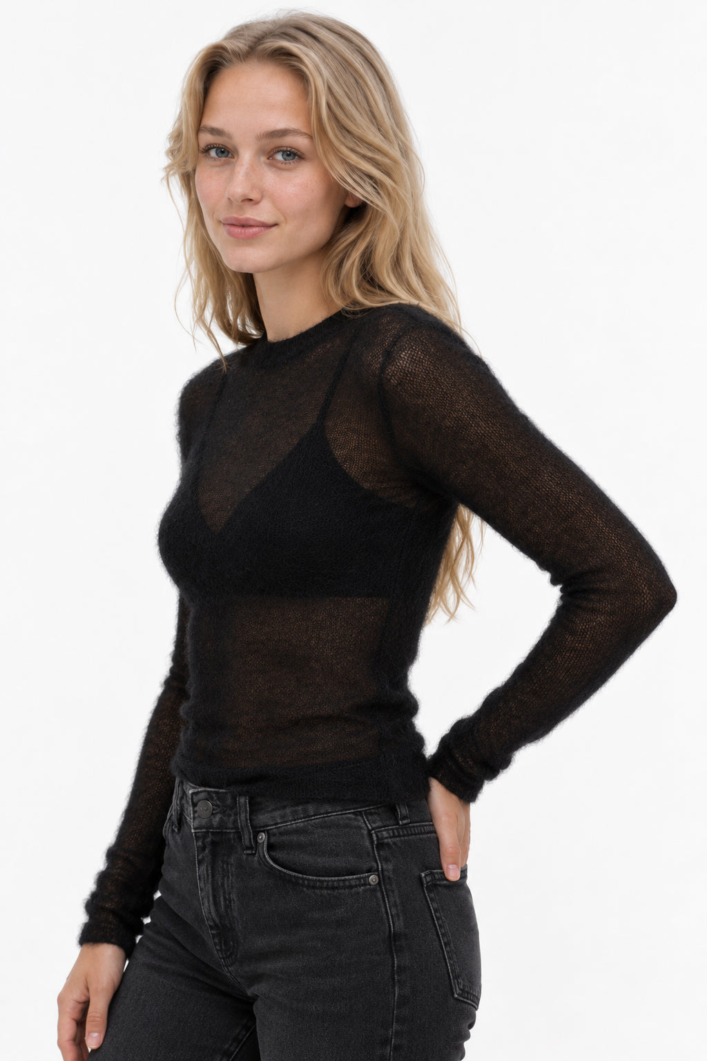 Women Elegant Soft Knitted Pullover Lady Casual Crew Neck Long Sleeve Outwear Sweater Secondary image