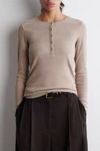 Henley Neck Slim Fit Long Sleeve Top